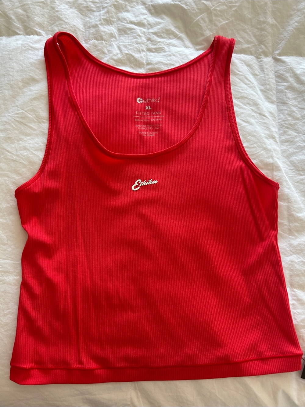 ethika Women's Red Ribbed Scoop Neck Tank